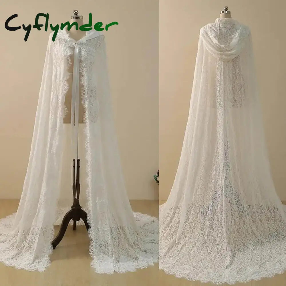 Cyflymder Vintage Wedding Veil One Layer Long Mermaid Bride Dresses Cap Sleeveless Lace Up With Hooded Wrap Customized