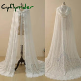 Cyflymder Vintage Wedding Veil One Layer Long Mermaid Bride Dresses Cap Sleeveless Lace Up With Hooded Wrap Customized