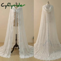 Cyflymder Vintage Wedding Veil One Layer Long Mermaid Bride Dresses Cap Sleeveless Lace Up With Hooded Wrap Customized