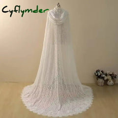 Cyflymder Vintage Wedding Veil One Layer Long Mermaid Bride Dresses Cap Sleeveless Lace Up With Hooded Wrap Customized