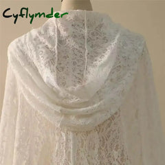 Cyflymder Vintage Wedding Veil One Layer Long Mermaid Bride Dresses Cap Sleeveless Lace Up With Hooded Wrap Customized