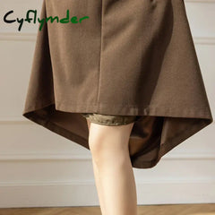 Cyflymder Vintage Winter Woolen Long Skirts For Women Streetwear High Waist Pleated Maxi Skirt Big Swing Folds A-Line