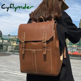 Cyflymder Vintage Women Backpack High Quality Female Rucksack Pu Leather Shoulder Bag Large