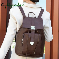 Cyflymder Vintage Women Backpack High Quality Youth Pu Leather Backpacks For Teenage Girls Female