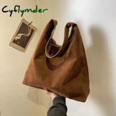 Vintage Women's Bag Large Capacity Suede Shoulder Bag Solid Color Simple Casual Commuter Bag