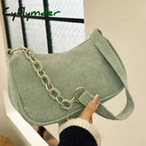 Cyflymder Vintage Women’s Handbags Corduroy Underarm Bag Casual Women Shoulder Bags Solid Color Zipper Female Handbag