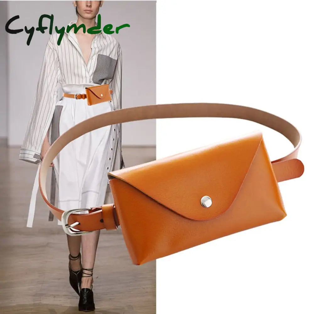 Cyflymder Waist Bag Ladies Fashion Genuine Leather Women Belt Bags Waterproof Chest Belly Pouch