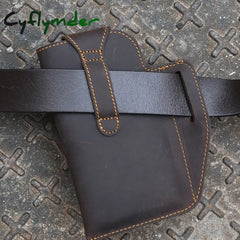 Cyflymder Waist Bag Men Genuine Leather Belt Bum Leg Hip Packs For 6-7.5Inch Cell Phone Cigarette