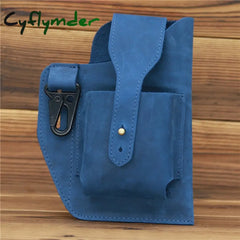 Cyflymder Waist Bag Men Genuine Leather Belt Bum Leg Hip Packs For 6-7.5Inch Cell Phone Cigarette