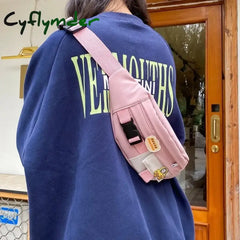 Cyflymder Waist Bags for Women 2024 New Canvas Leisure Solid Color Fanny Pack for Girls Cute Crossbody Chest Bag Belt