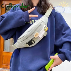Cyflymder Waist Bags for Women 2024 New Canvas Leisure Solid Color Fanny Pack for Girls Cute Crossbody Chest Bag Belt