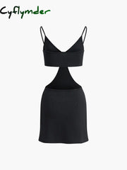 Cyflymder - Waist Cutout Knotted Short Dress Dresses