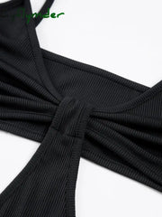 Cyflymder - Waist Cutout Knotted Short Dress Dresses