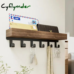 Cyflymder Wall Mount Storage Rack Wooden Floating Shelf Plant Holder Shower Caddy Cosmetic Organization Holder,Key