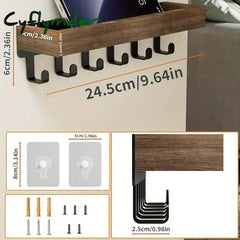 Cyflymder Wall Mount Storage Rack Wooden Floating Shelf Plant Holder Shower Caddy Cosmetic Organization Holder,Key