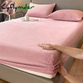 Cyflymder Warm and Thick Elastic Fitted Sheets Solid Color Adjustable Flannel Winter Mattress Cover Velvet Bed Linens