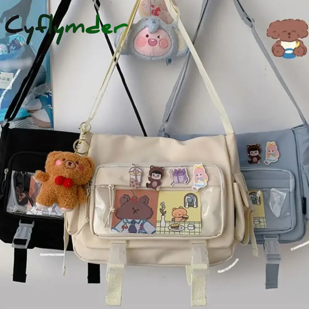 Cyflymder Waterproof Canvas Messenger Bag Women Men Handbags School Student Shoulder Bag Fashion Large Capacity