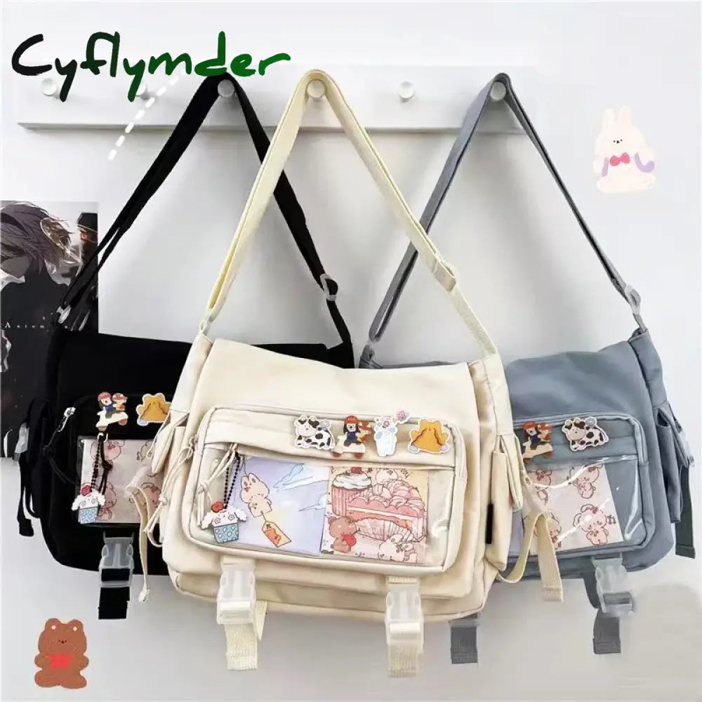 Cyflymder Waterproof Canvas Messenger Bag Women Men Handbags School Student Shoulder Bag Fashion Large Capacity