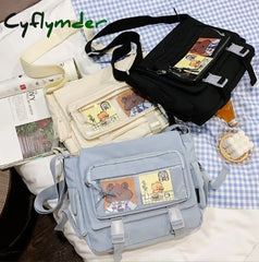 Cyflymder Waterproof Canvas Messenger Bag Women Men Handbags School Student Shoulder Bag Fashion Large Capacity