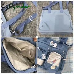Cyflymder Waterproof Canvas Women Handbags Shoulder Bag Nylon Ladies Messenger Bag Oxford Crossbody Bags Tote Book Bags