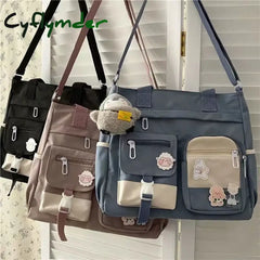 Cyflymder Waterproof Canvas Women Handbags Shoulder Bag Nylon Ladies Messenger Bag Oxford Crossbody Bags Tote Book Bags