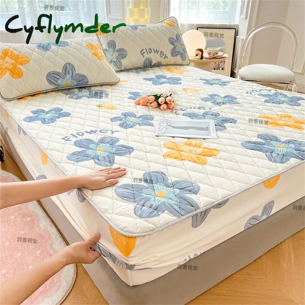 Cyflymder Waterproof Fitted Sheet Non-slip Winter Warm Mattress Cover Protector Bedding Bedroom Home King Queen Size