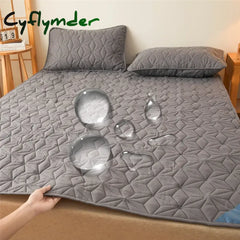 Cyflymder Waterproof Mattress Topper with Elastic Band Quilted Protector Pad Bedspread Winter Mattress Cover for