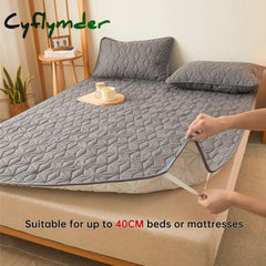 Cyflymder Waterproof Mattress Topper with Elastic Band Quilted Protector Pad Bedspread Winter Mattress Cover for