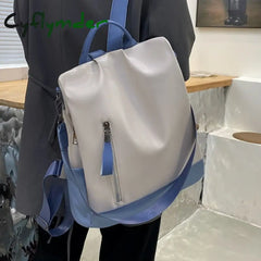 Cyflymder Waterproof Oxford Cloth Stitching Women’s Backpack Anti-Theft Back Zipper Girls