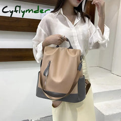 Cyflymder Waterproof Oxford Cloth Stitching Women’s Backpack Anti-Theft Back Zipper Girls