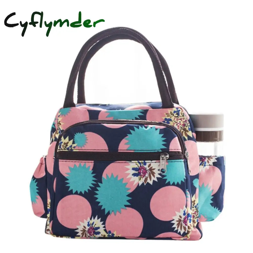 Cyflymder Waterproof Picnic Lunch Bag Portable Oxford Canvas Tote Bags Food Storage For Women Box