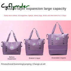 Cyflymder Waterproof Sports Fitness Bag Adjustable Gym Yoga Big Travel Duffle Handbag For Women