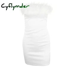 Cyflymder wedding guest outfit Sexy Feather Stitching Tube Dress Autumn Evening Party Club Strapless Mini Dresses Sexy
