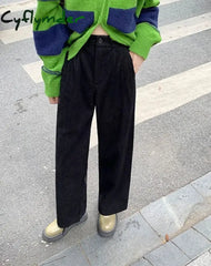 Cyflymder- Wide Leg Pleated Corduroy Pants Pants