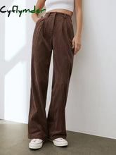 Cyflymder- Wide Leg Pleated Corduroy Pants Khaki / Xs