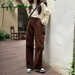 Cyflymder- Wide Leg Pleated Corduroy Pants Khaki / XS Pants