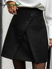 Cyflymder winter dinner outfits Y2K Vintage High Waist Knit Skirt Women College Style Uniforms Safe Front Slit Mini