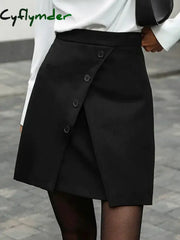 Cyflymder winter dinner outfits Y2K Vintage High Waist Knit Skirt Women College Style Uniforms Safe Front Slit Mini