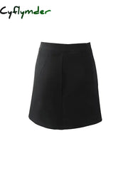 Cyflymder winter dinner outfits Y2K Vintage High Waist Knit Skirt Women College Style Uniforms Safe Front Slit Mini