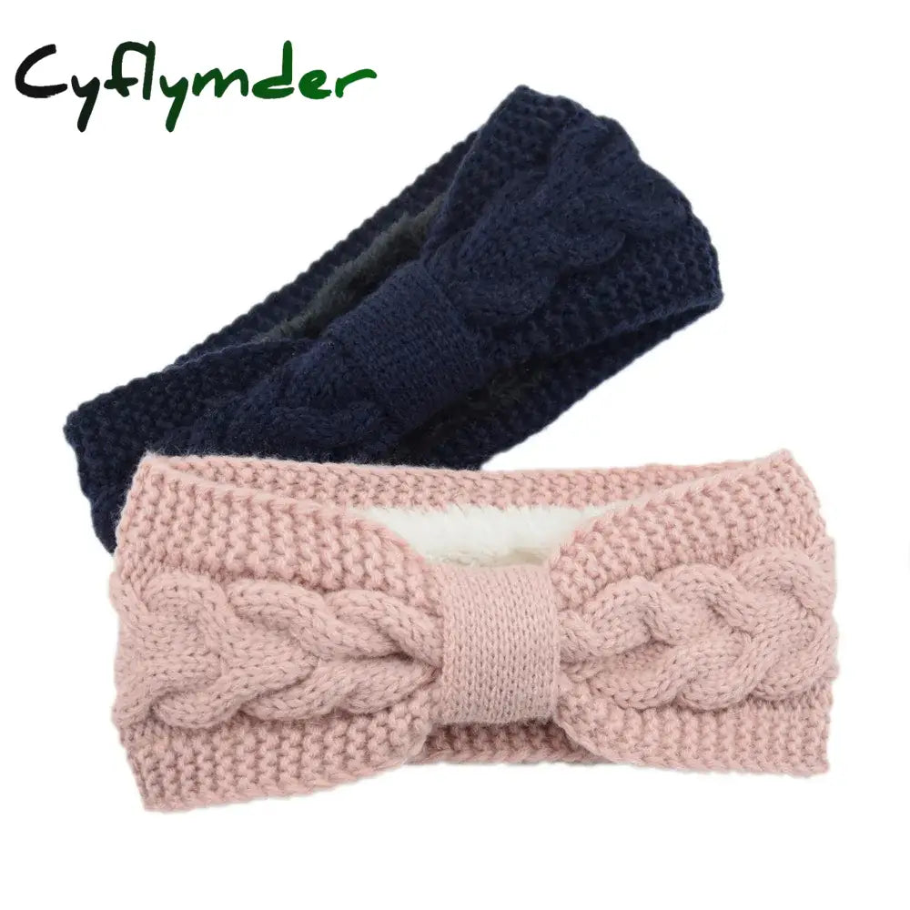 Cyflymder Winter Knitted Headbands for Women Warm Woolen Knitting Ear Warmer Cross Knot Turban Headwear Girls Hair Band