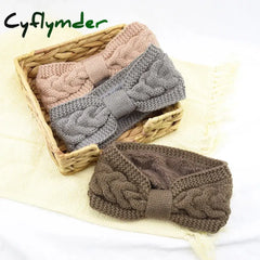 Cyflymder Winter Knitted Headbands for Women Warm Woolen Knitting Ear Warmer Cross Knot Turban Headwear Girls Hair Band