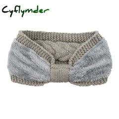 Cyflymder Winter Knitted Headbands for Women Warm Woolen Knitting Ear Warmer Cross Knot Turban Headwear Girls Hair Band