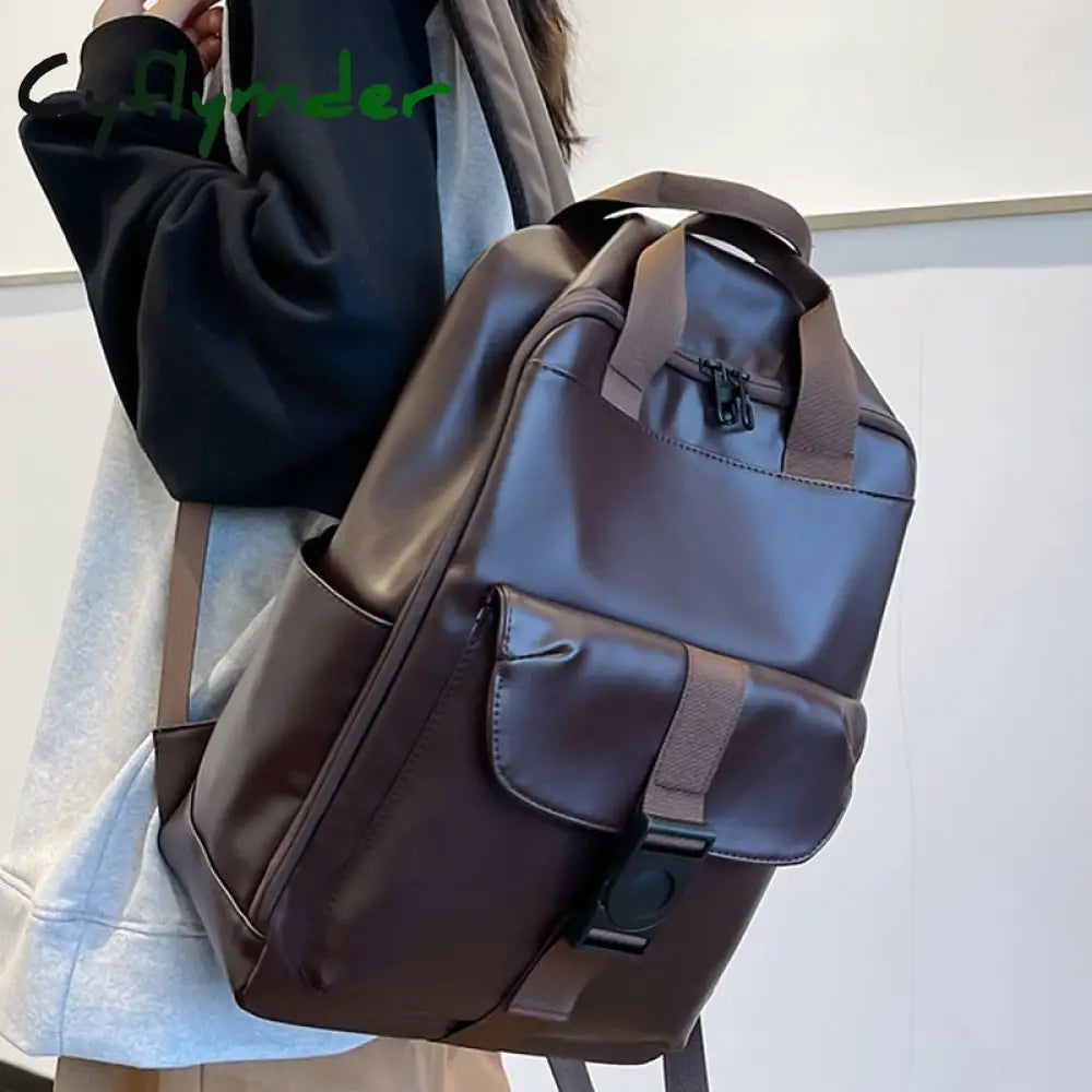 Cyflymder Winter Large Capacity Women Backpack Vintage Leather Female Men Travelling School Bag For