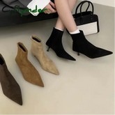 Cyflymder Winter New Brand Women Short Boots Fashion Pointed Toe Ladies Elegant Ankle Boots Thin High Heel Dress Pumps