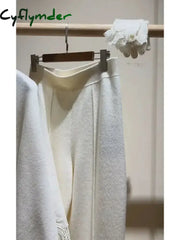 Cyflymder WINTER OUTFITS Autumn and Winter New High-end Light Luxury Temperament Loose Knitted Cape Sweater Pants Set