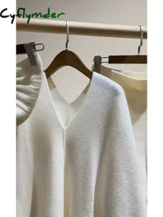 Cyflymder WINTER OUTFITS Autumn and Winter New High-end Light Luxury Temperament Loose Knitted Cape Sweater Pants Set