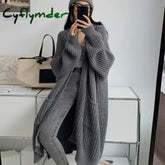Cyflymder WINTER OUTFITS Long Cardigan Spring Knitted Women Loose V-neck Autumn Winter Elegant Sweet Outerwear Maxi Y2k