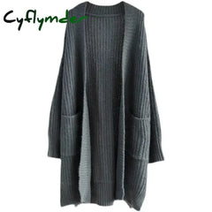 Cyflymder WINTER OUTFITS Long Cardigan Spring Knitted Women Loose V-neck Autumn Winter Elegant Sweet Outerwear Maxi Y2k