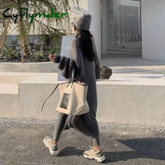 Cyflymder WINTER OUTFITS Long Cardigan Spring Knitted Women Loose V-neck Autumn Winter Elegant Sweet Outerwear Maxi Y2k
