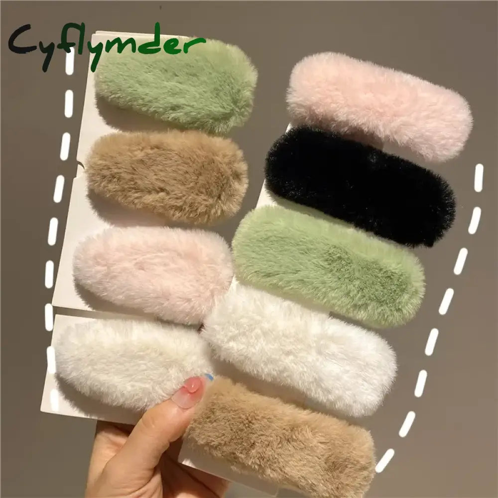 Cyflymder Winter Plush Cute Hair Clip Grasping Lamb Children’s Broken Hair Pin Clip Headwear Hair Accessories for Girls